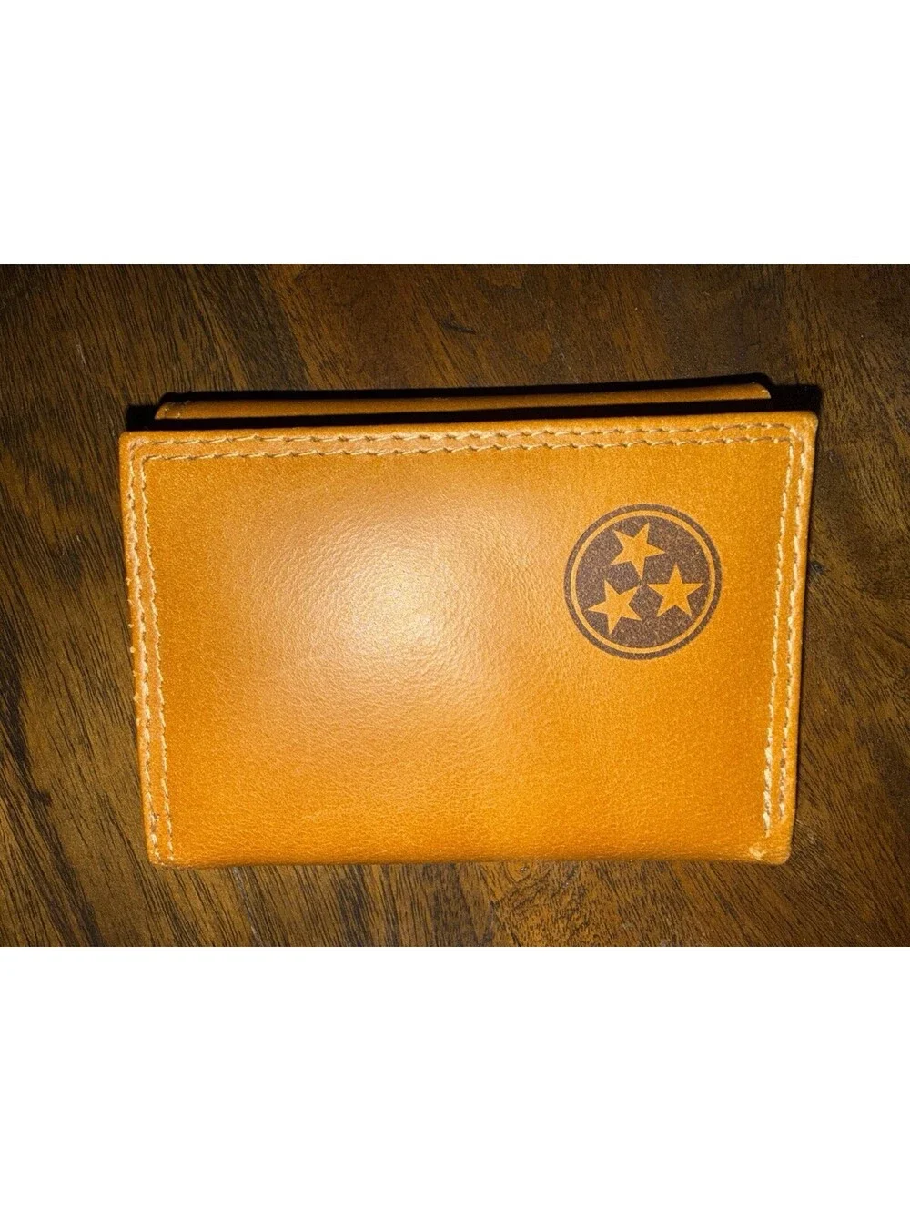 Tennessee Tri-Star Leather Trifold Wallet Brown ID Window Card Holder